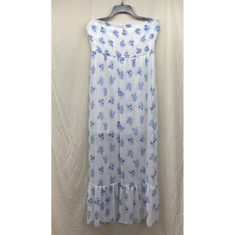 THREE HEARTS Women's (Size‎ XL) Strapless Semi-Sheer Ruffle Hem Dress